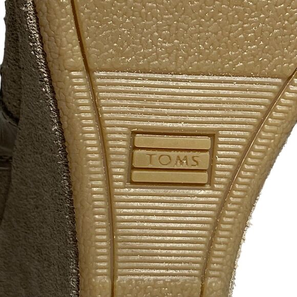 Toms Desert Taupe Beige Suede Croco Embossed Wedge Ankle Boots Women's 6 Zip Up - Picture 11 of 13